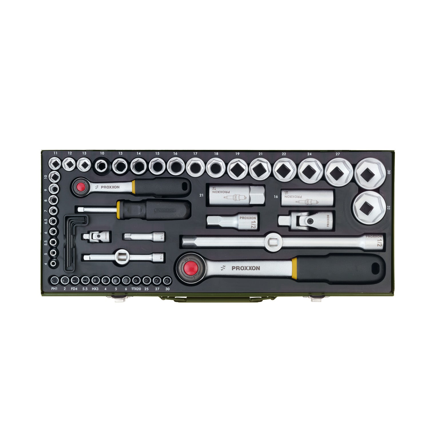 Socket wrench set 1/4" + 1/2"