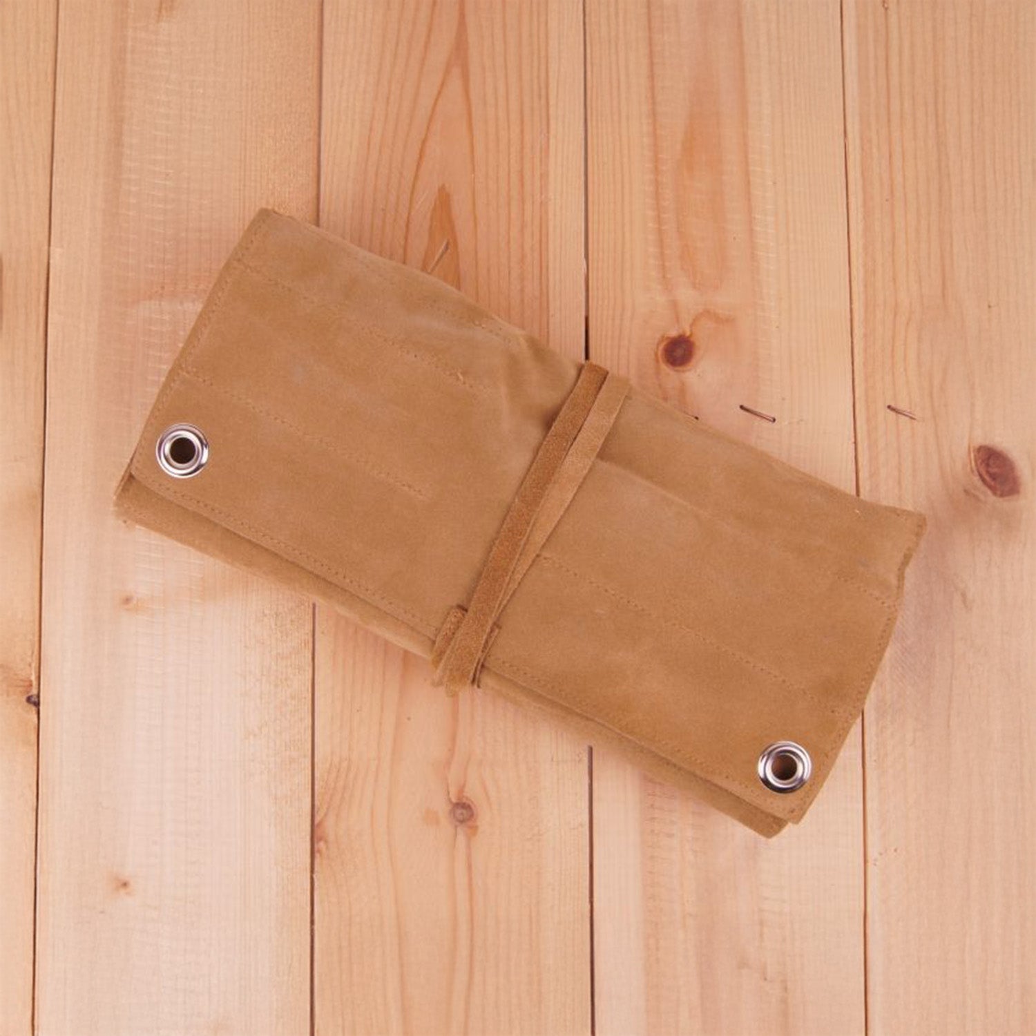Rouleau à outils en cuir velours brun naturel
