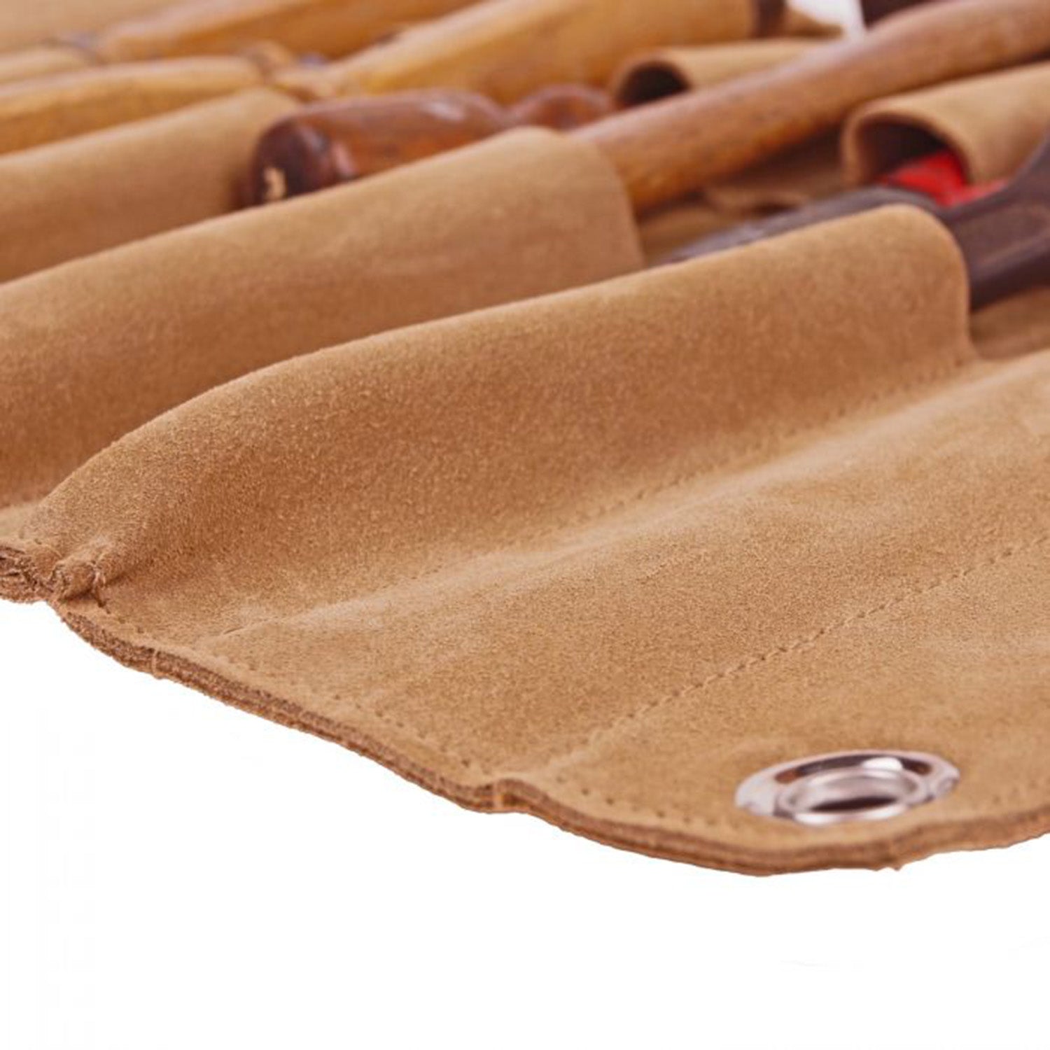 Rouleau à outils en cuir velours brun naturel