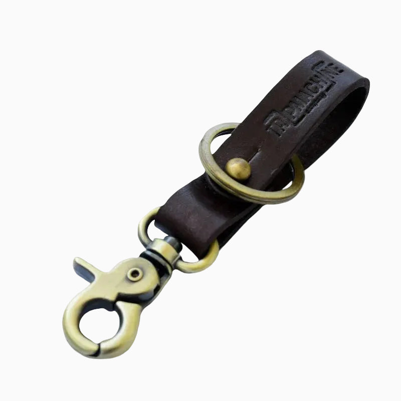 Porte-clés avec lanière en cuir - or antique