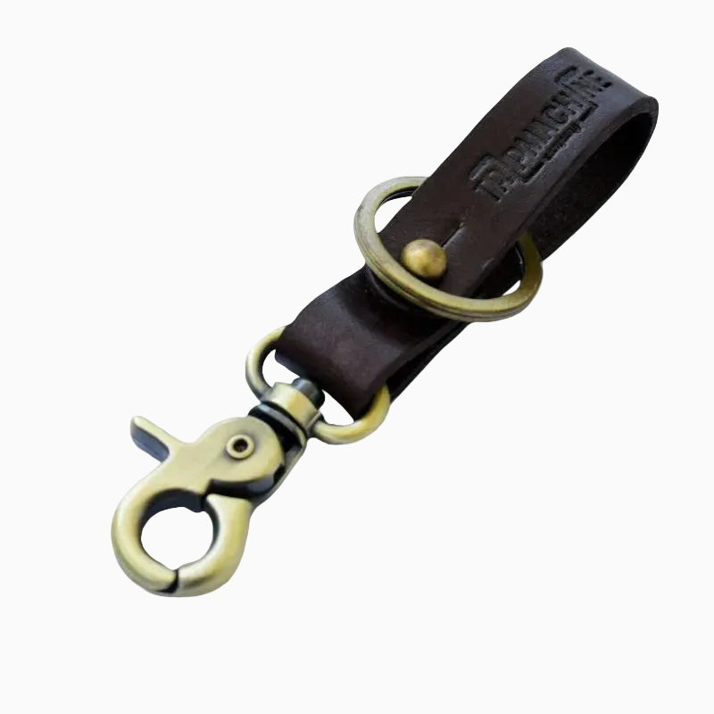 Porte-clés avec lanière en cuir - or antique