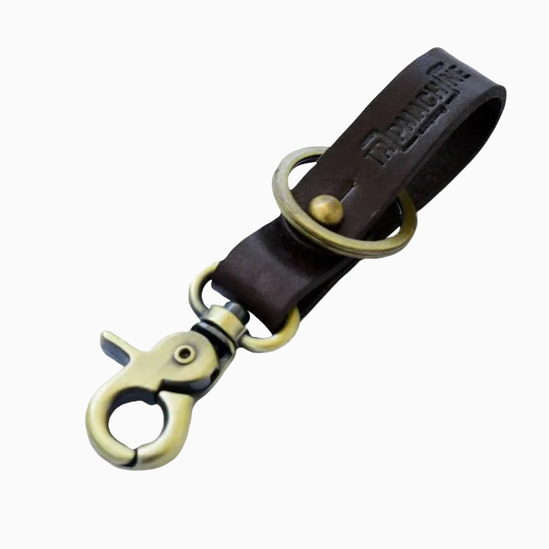 Porte-clés avec lanière en cuir - or antique