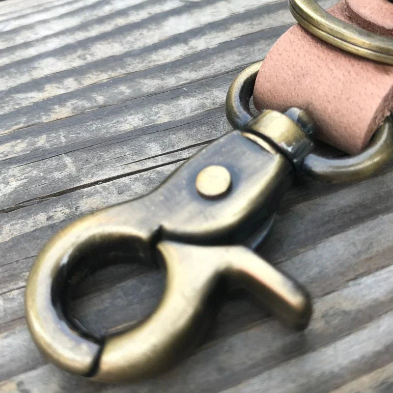 Porte-clés avec lanière en cuir - or antique