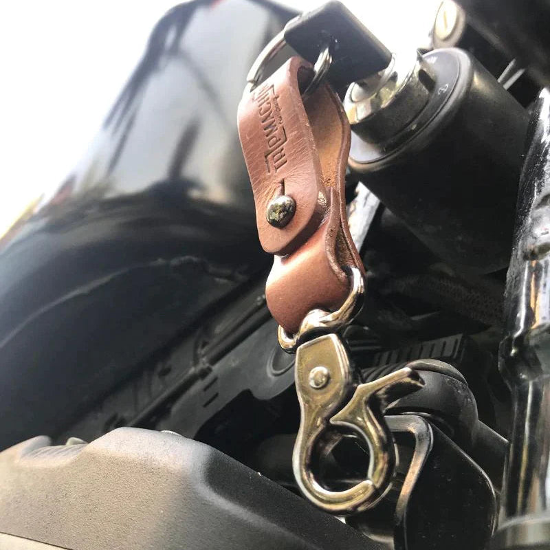 Porte-clés avec lanière en cuir - or antique