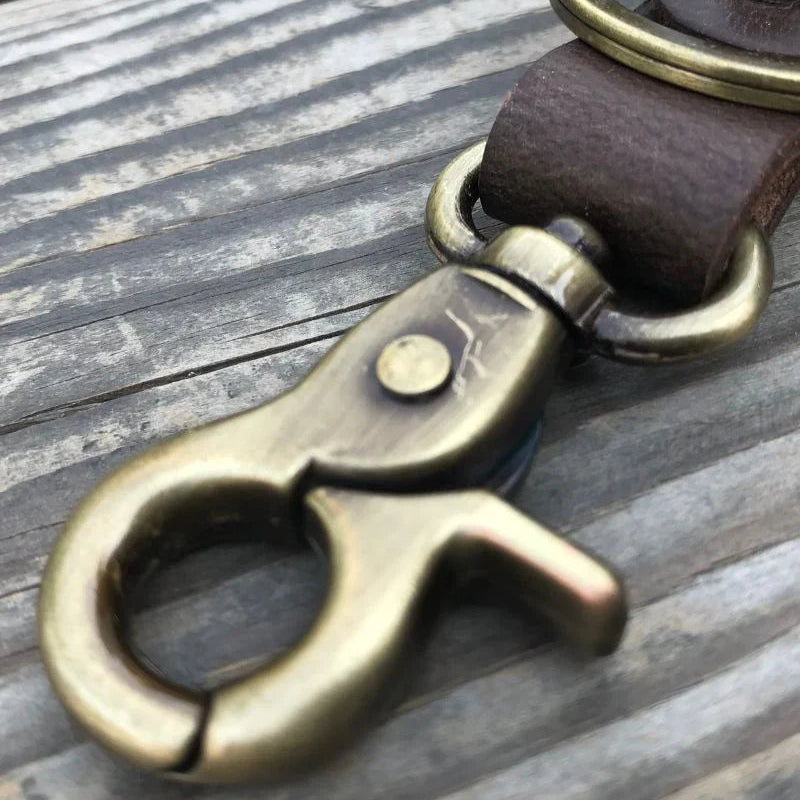 Porte-clés avec lanière en cuir - or antique