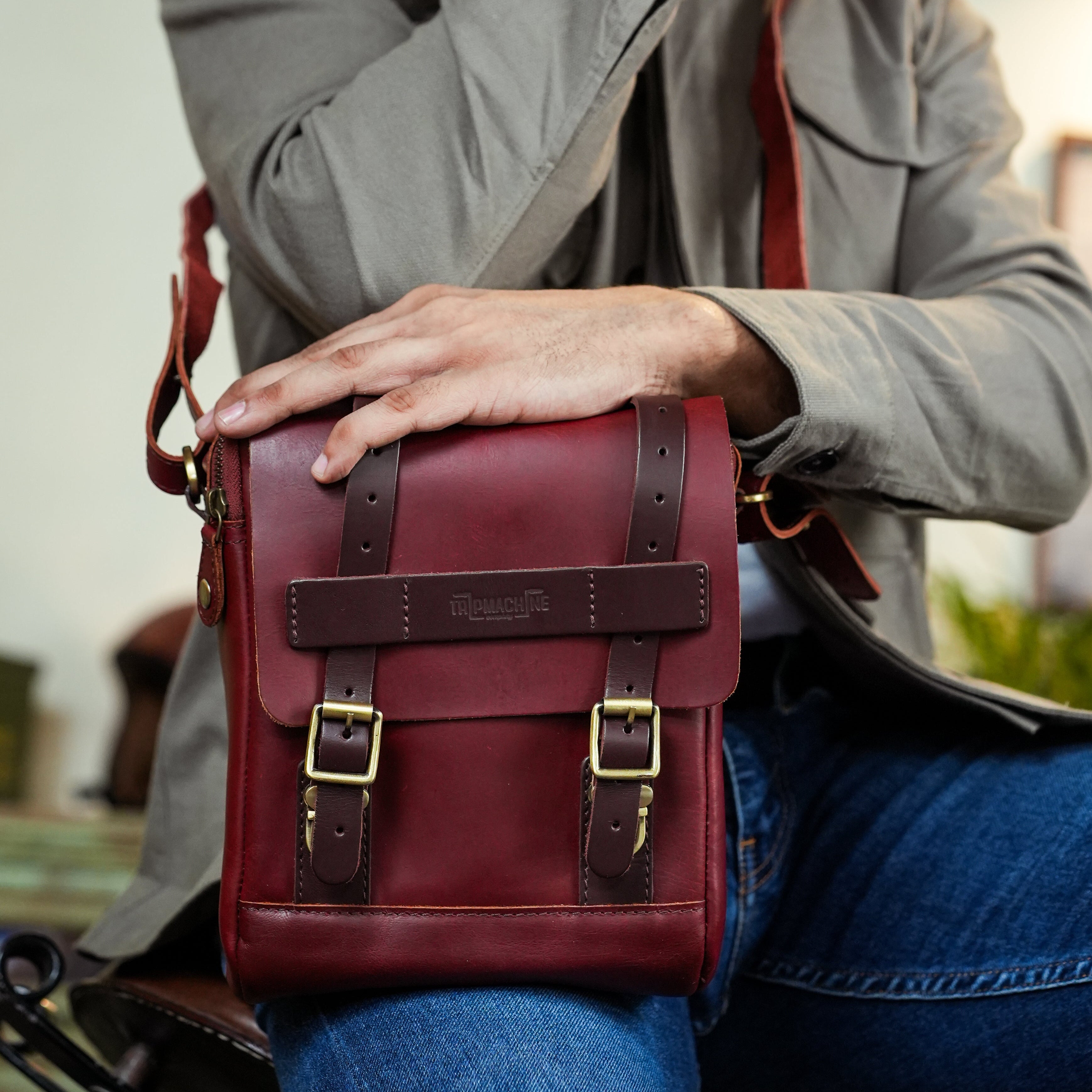 Buff Leather Tank & Tail Bag