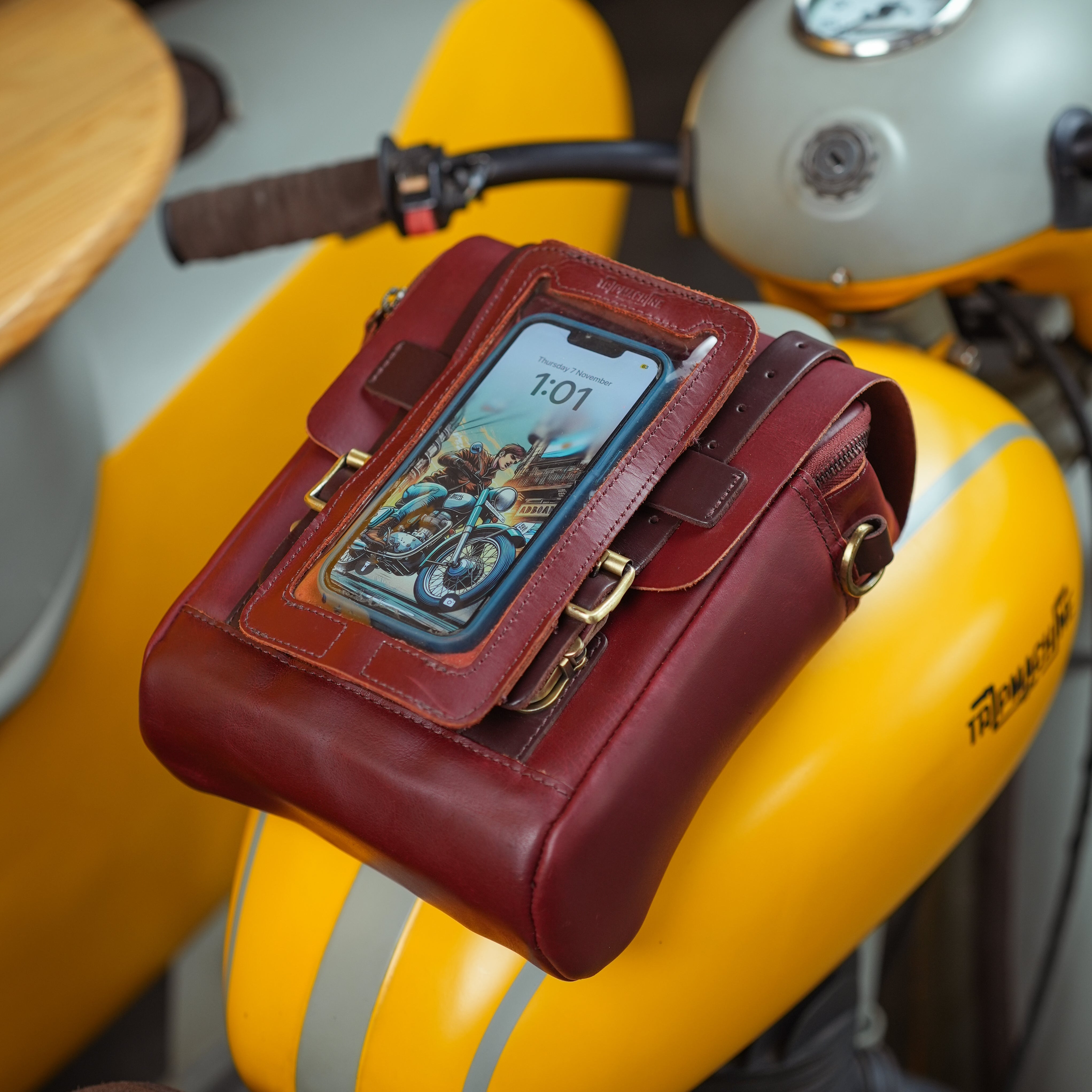 Buff Leather Tank & Tail Bag