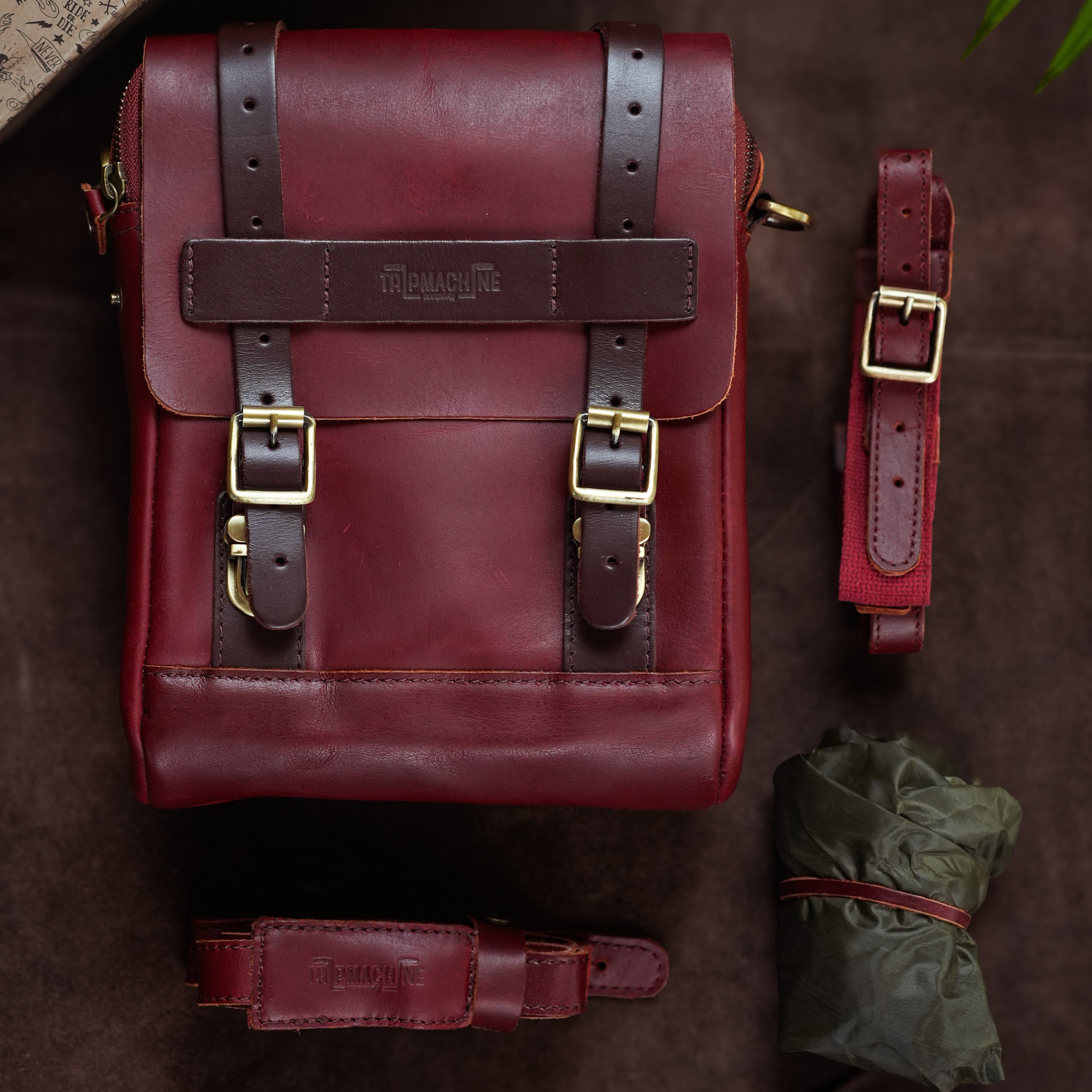 Buff Leather Tank & Tail Bag