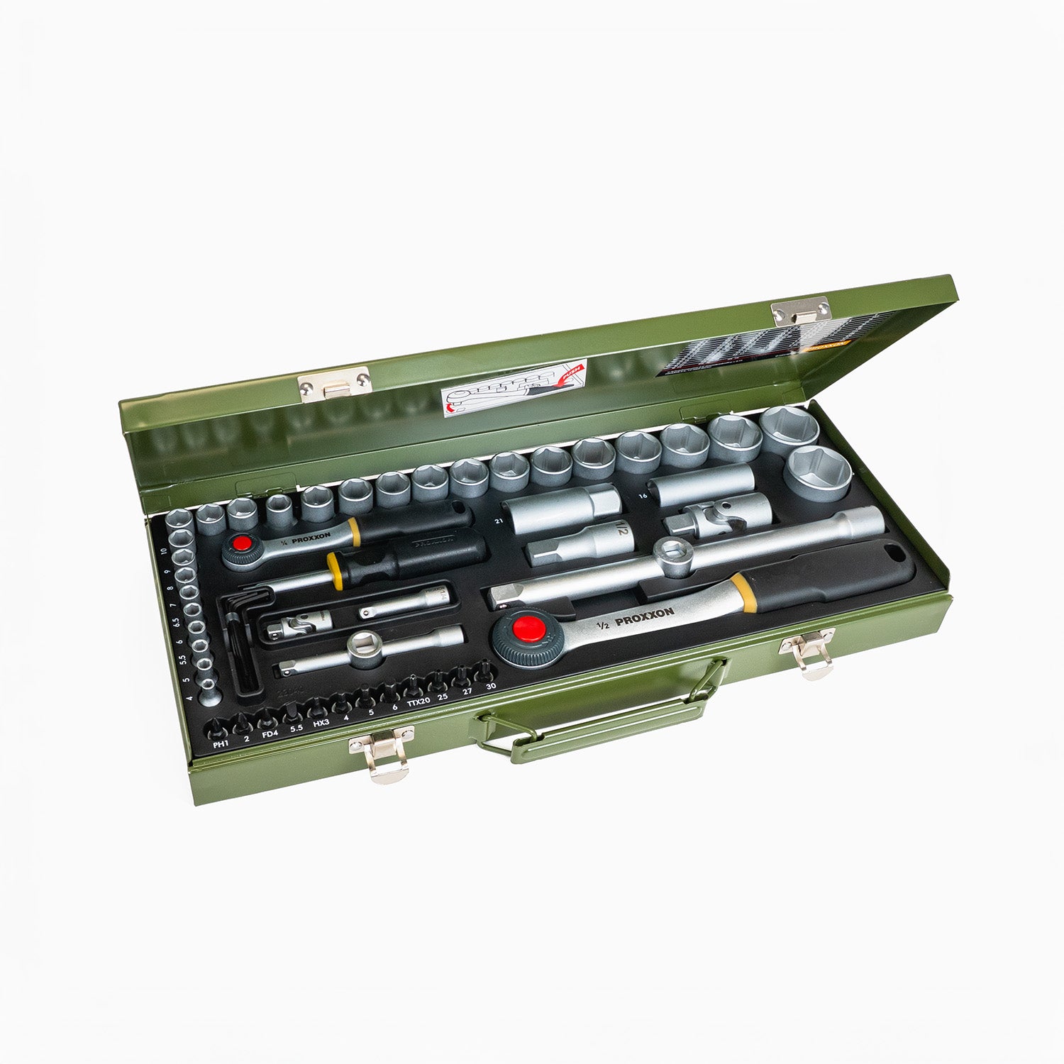 Socket wrench set 1/4" + 1/2"