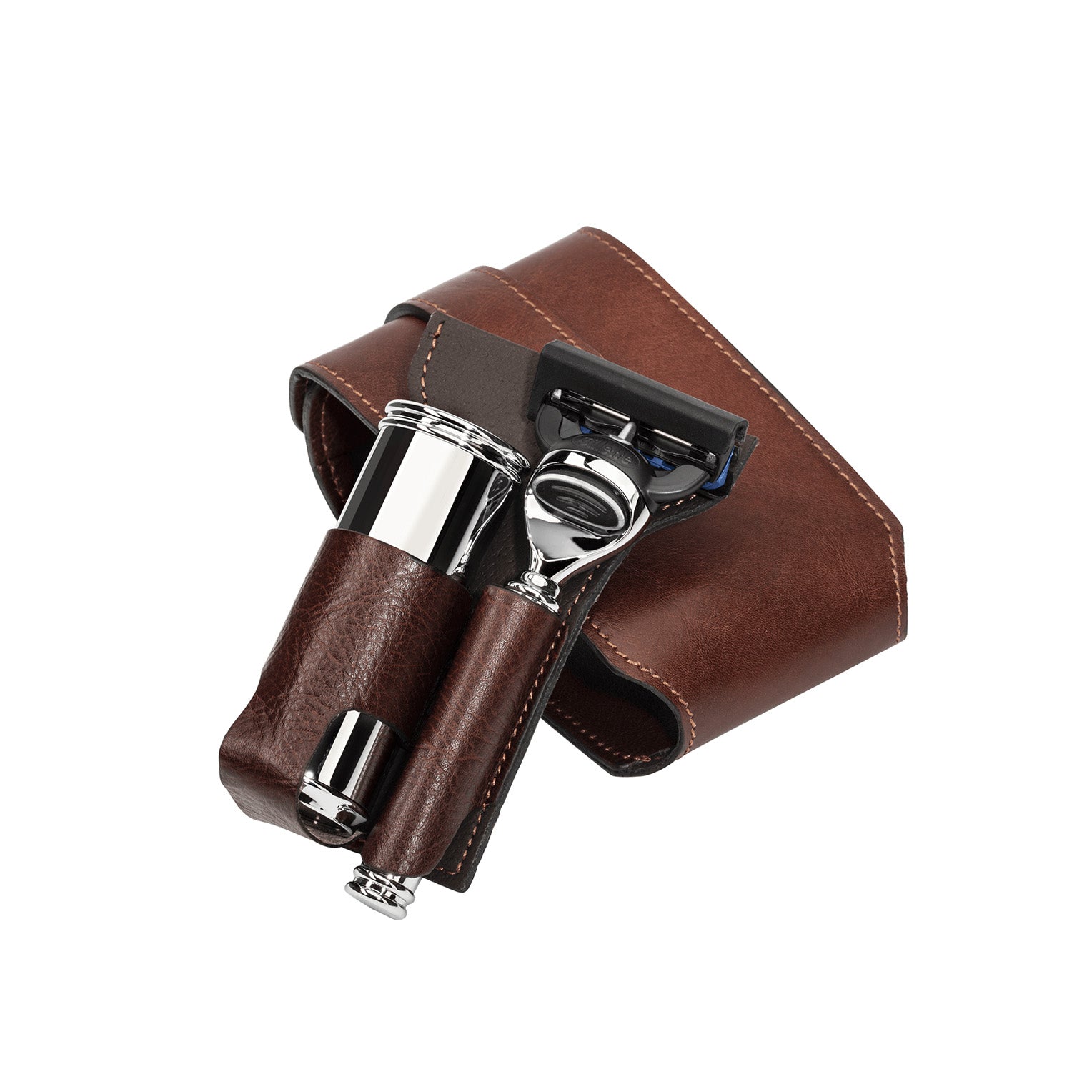 Travel shaving set - razor and shaving brush