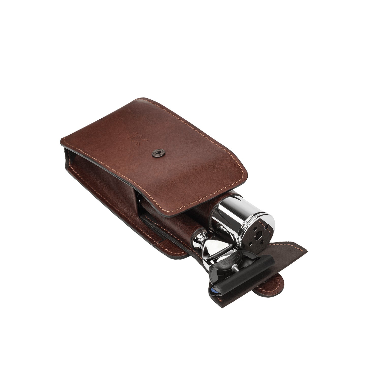 Travel shaving set - razor and shaving brush