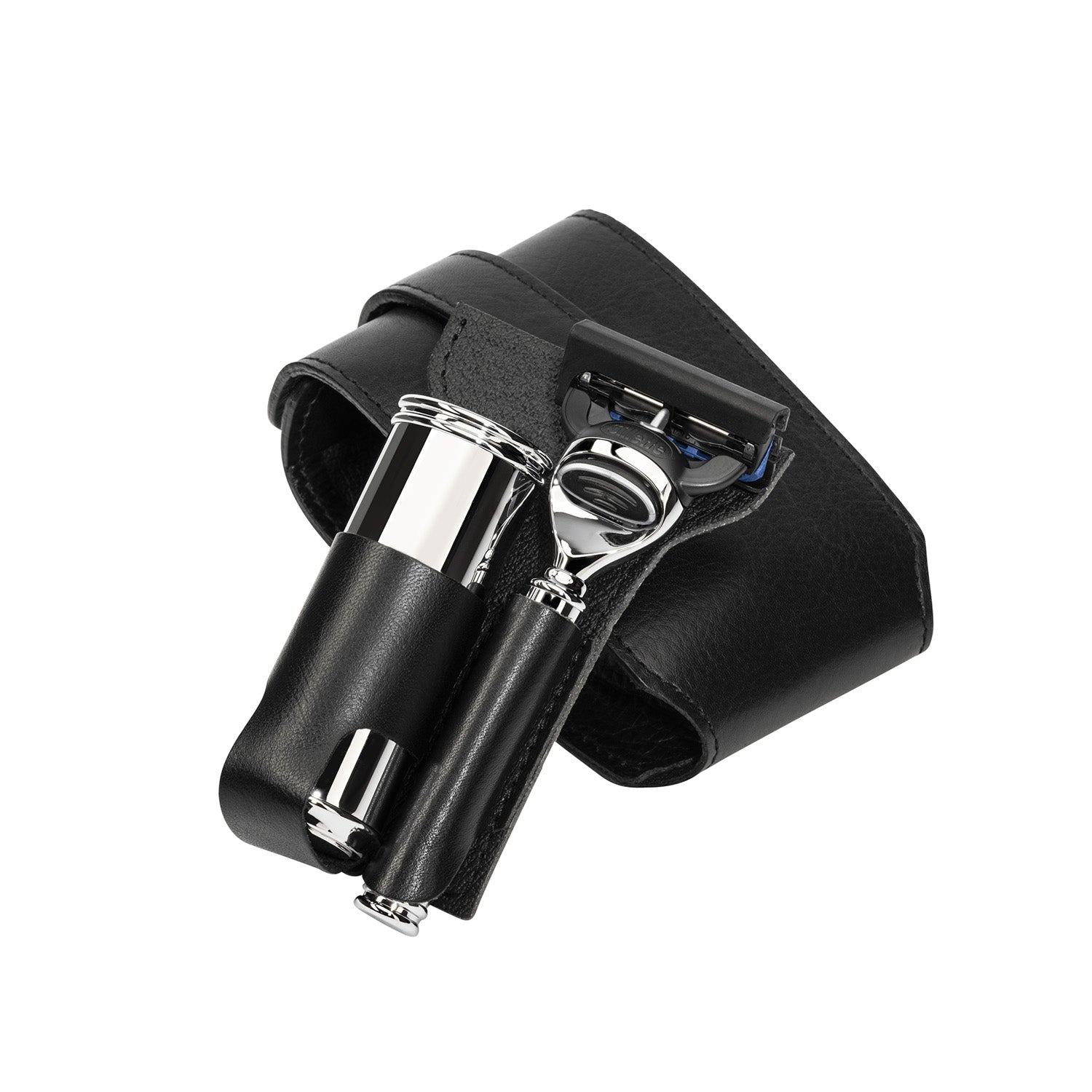 Travel shaving set - razor and shaving brush