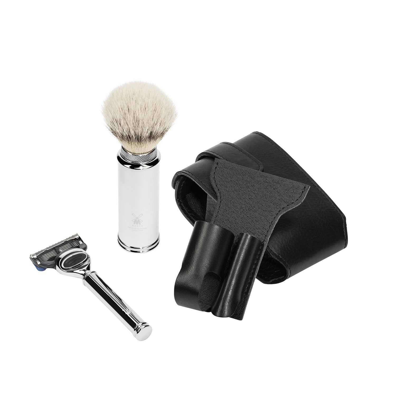 Travel shaving set - razor and shaving brush